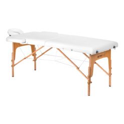 Comfort Lux puinen kokoontaitettava hierontapöytä 2 segmenttiä, valkoinen Comfort Lux puinen kokoontaitettava hierontapöytä 2 segmenttiä, valkoinen