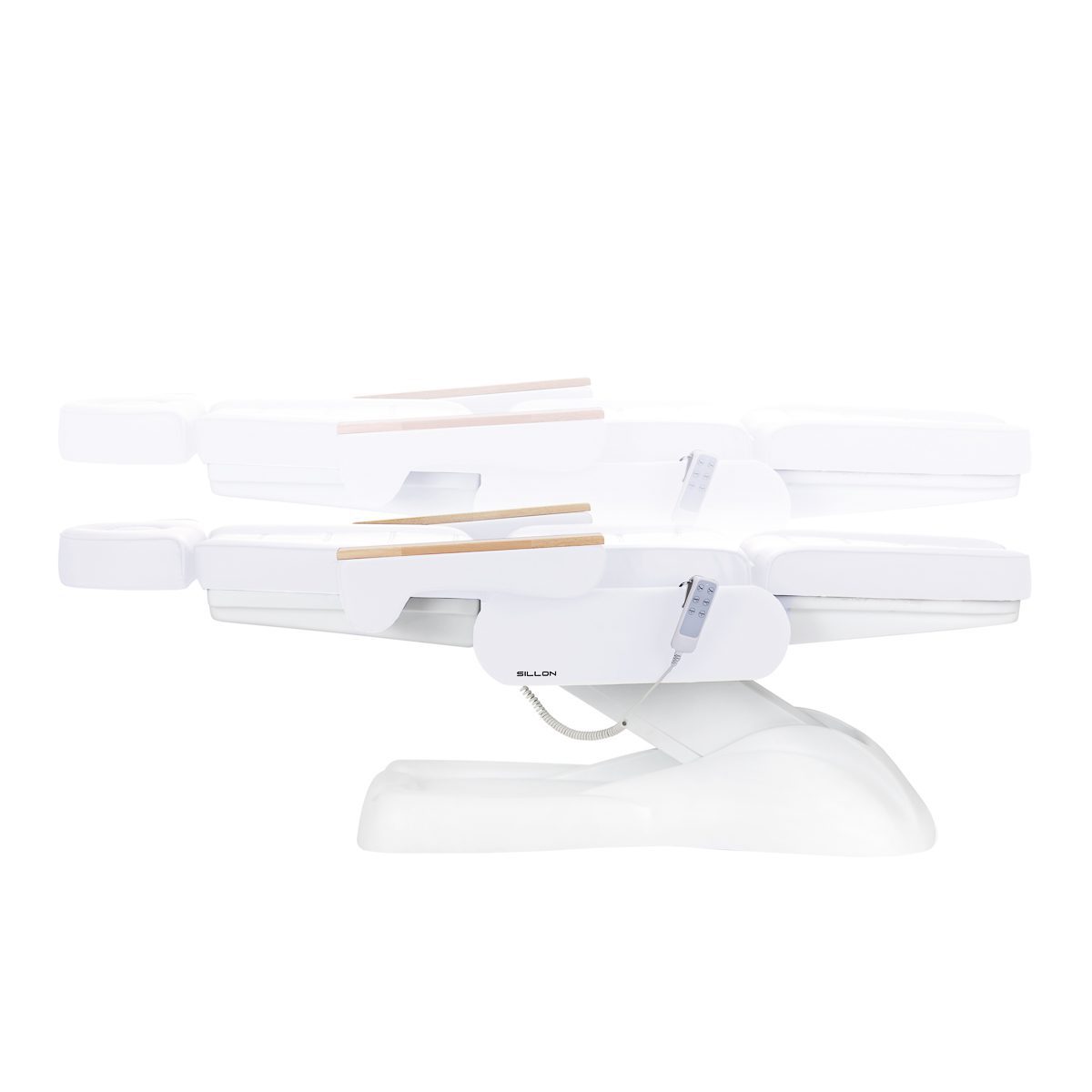 Sähkökäyttöinen hoitotuoli Sillon Lux, 3 moottoria, kylmän valkoinen Sähkökäyttöinen hoitotuoli Sillon Lux, 3 moottoria, kylmän valkoinen