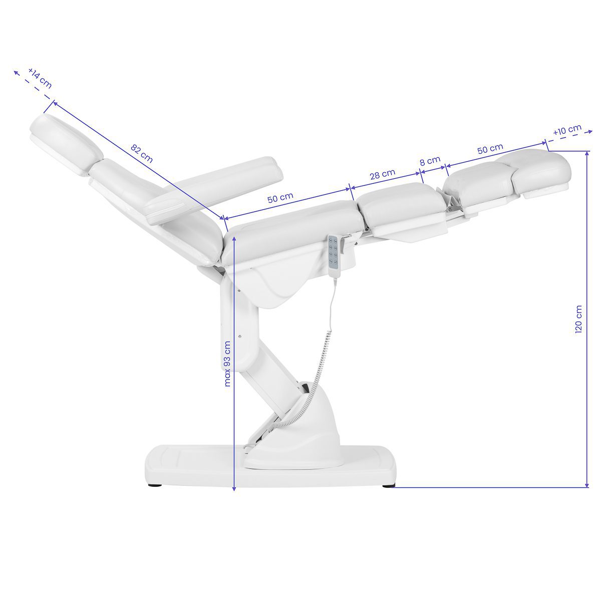 Sähkökäyttöinen jalkahoitotuoli, 4 moottoria, valkoinen Sähkökäyttöinen jalkahoitotuoli, 4 moottoria, valkoinen