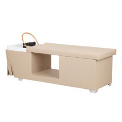 Gabbiano Head Spa Maldives kampaamon pesupaikka ja hoitovuode, beige