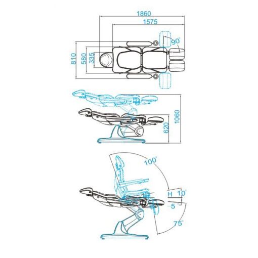 Hoitotuoli, sähköinen AZZURRO 870S PEDI, 3 moottoria, valkoinen