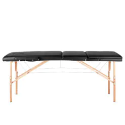 Taitettava puinen hierontapöytä COMFORT, 3 segmenttiä, musta