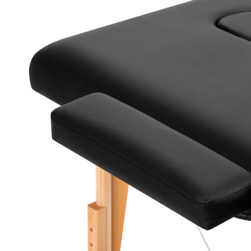Comfort Lux puinen kokoontaitettava hierontapöytä 3 segmenttiä, musta