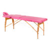 Puinen taitettava hierontapöytä, 2 segmenttiä, vaaleanpunainen