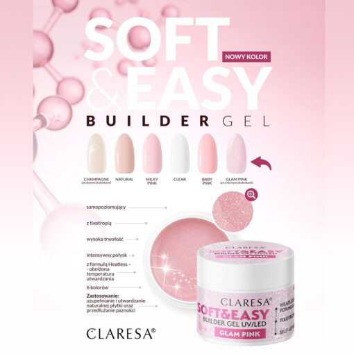 Claresa SOFT&EASY Builder Gel BABY PINK, rakennusgeeli, 90 g