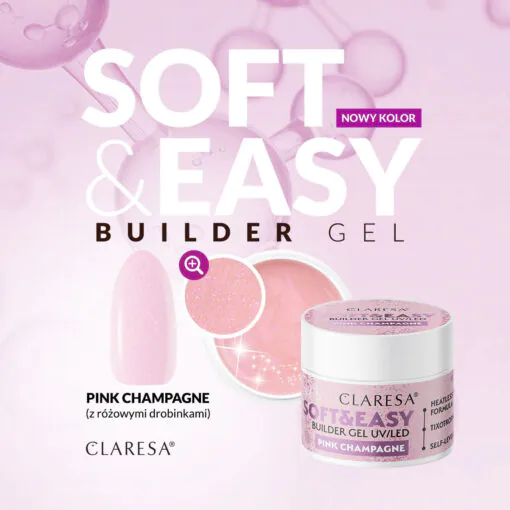 Claresa SOFT&EASY Builder Gel PINK CHAMPAGNE, rakennusgeeli, 12 g