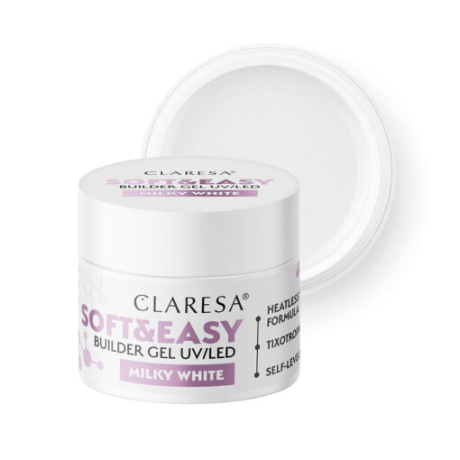 Claresa SOFT&EASY Builder Gel Milk Mhite, rakennusgeeli, 12 g