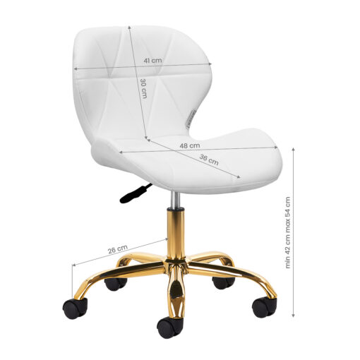 Kosmetologin jakkara QS-06G, kulta/valkoinen